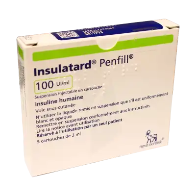 INSULATARD PENFILL 100 unités internationales/ml, suspension injectable en cartouche