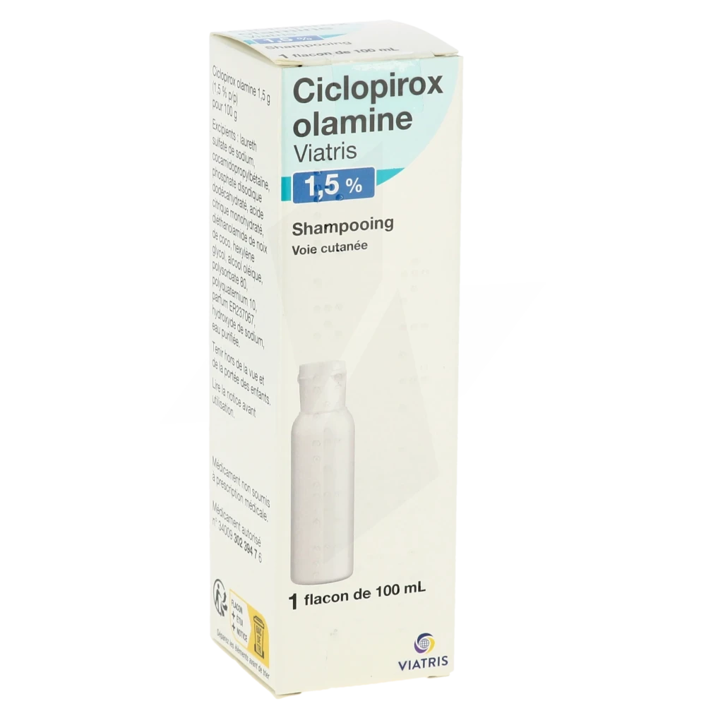 Ciclopirox Olamine Viatris 1,5%, Shampooing