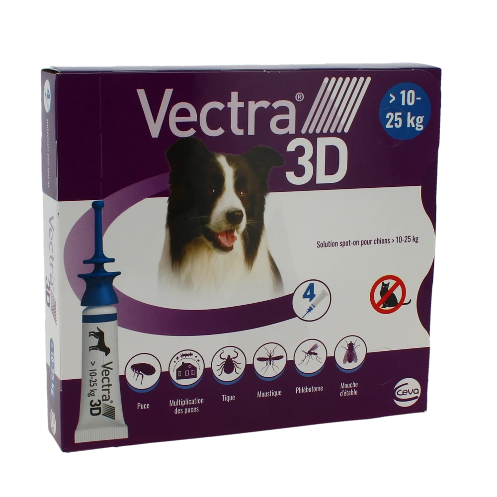 Vectra 3d Solution Spot-on Pour Chiens De 10-25 Kg, Solution Pour Spot-on