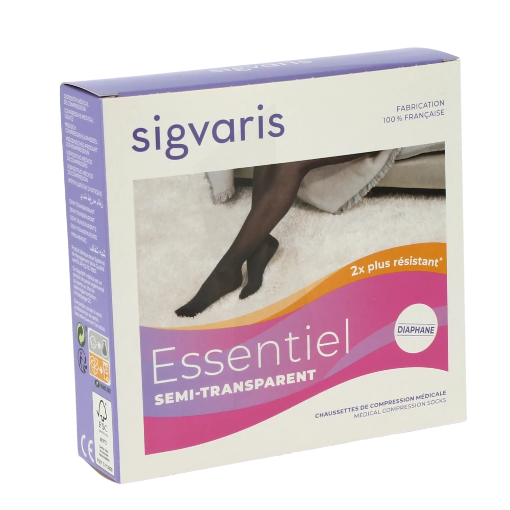 Sigvaris Essentiel Semi-transparent Chaussettes  Femme Classe 3 Noir Medium Normal