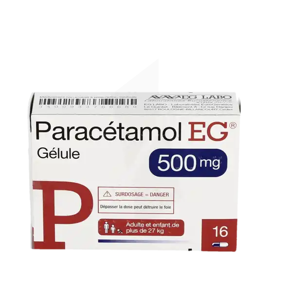 Paracetamol Eg 500 Mg, Gélule