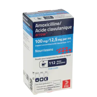 Amoxicilline Acide Clavulanique Arrow 100 Mg/12,5 Mg Par Ml Nourrissons, Poudre Pour Suspension Buvable En Flacon (rapport Amoxicilline/acide Clavulanique : 8/1) à Bassens