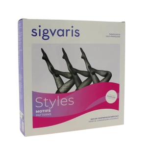 Sigvaris Styles Motifs Carreaux Bas Auto-fixants Classe 2 Femme Noir Normal L