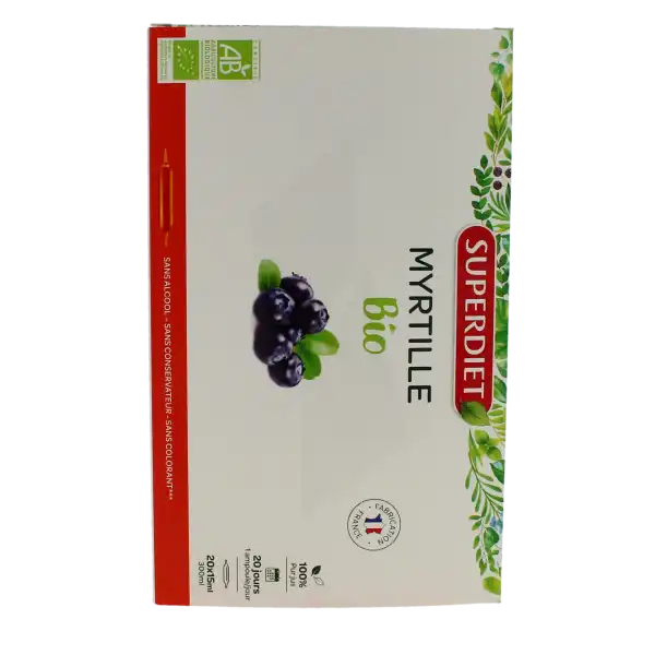 Superdiet Myrtille Bio Solution Buvable 20 Ampoules/10ml