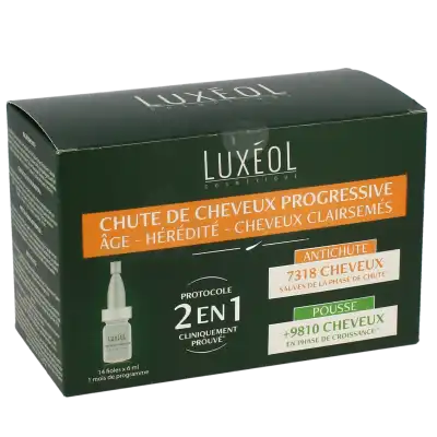 Luxéol Chute De Cheveux Progressive 2 En 1 Solution 14 Ampoules/6ml à Luxeuil-les-Bains