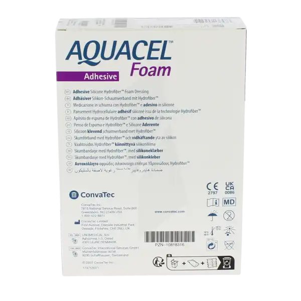 Aquacel Foam Pansement Hydrocellulaire AdhÉsif StÉrile 8x13cm B/10