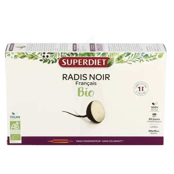 Superdiet Radis Noir Bio Solution Buvable 20 Ampoules/10ml