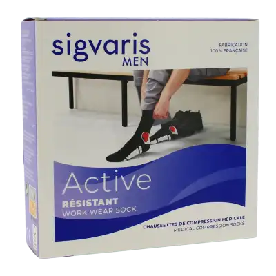 Sigvaris Active Résistant Chaussette Classe 2 Homme Noir/rouge Long S à Tarbes