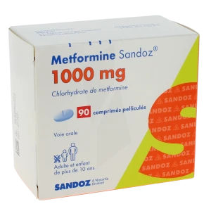 Metformine Sandoz 1000 Mg, Comprimé Pelliculé