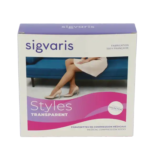 Sigvaris Styles Transparent Chaussettes  Femme Classe 2 Beige 110 Large Normal