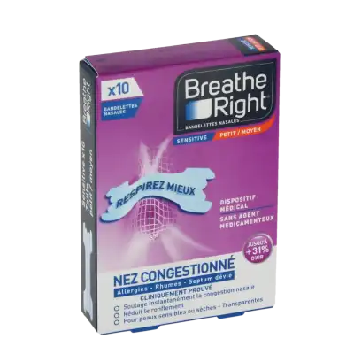 Breathe Right Sensitive Bandelettes Nasales Transparentes B/10 à BIGANOS