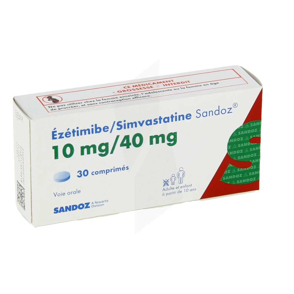 Ezetimibe/simvastatine Sandoz 10 Mg/40 Mg, Comprimé