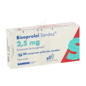 Bisoprolol Sandoz 2,5 Mg, Comprimé Pelliculé Sécable