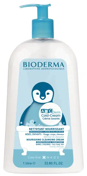 Bioderma Abcderm Cold-cream Lavante Crème Lavante Nourrissante Pour Bébé 1l
