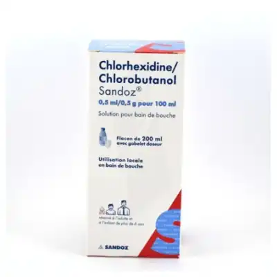 Chlorhexidine/chlorobutanol Sandoz 0,5 Ml/0,5 G Pour 100 Ml, Solution Pour Bain De Bouche En Flacon à ANDERNOS-LES-BAINS