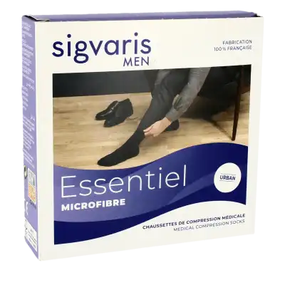 Sigvaris Essentiel Microfibre Chaussettes  Homme Classe 2 Noir Large Long à HYÈRES