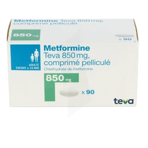 Metformine Teva 850 Mg, Comprimé Pelliculé