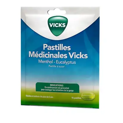 PASTILLES MEDICINALES VICKS MENTHOL EUCALYPTUS, pastille à sucer