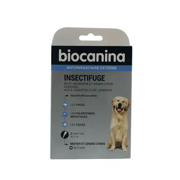 Biocanina Insectifuge Spot-on Solution Externe Moyen/grand Chien 2 Pipettes