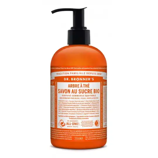 Dr Bronner's Savon Liquide Arbre À ThÉ Et Sucre Bio Flacon Pompe - 355 Ml