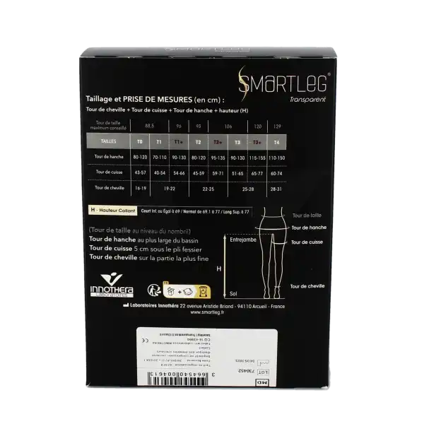 Smartleg® Transparent Classe Ii Collant Irrésistible (noir) Taille 1 Long Pied Fermé