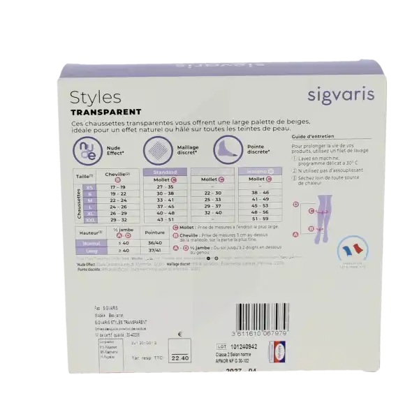 Sigvaris Styles Transparent Chaussettes Po Femme Classe 2 Beige 130 X Large Normal