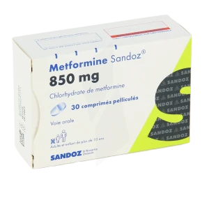 Metformine Sandoz 850 Mg, Comprimé Pelliculé