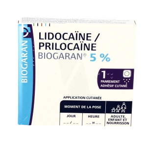 Lidocaine/prilocaine Biogaran 5 %, Pansement Adhésif Cutané