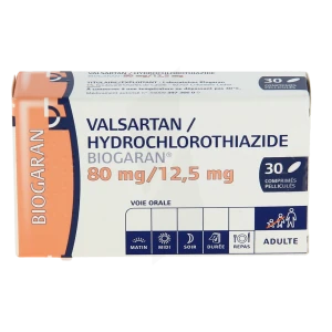 Valsartan Hydrochlorothiazide Biogaran 80 Mg/12,5 Mg, Comprimé Pelliculé