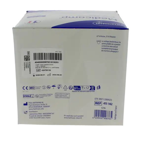 Medicomp® Compresses En Nontissé 10 X 10 Cm - Pochette De 2 - Boîte De 50