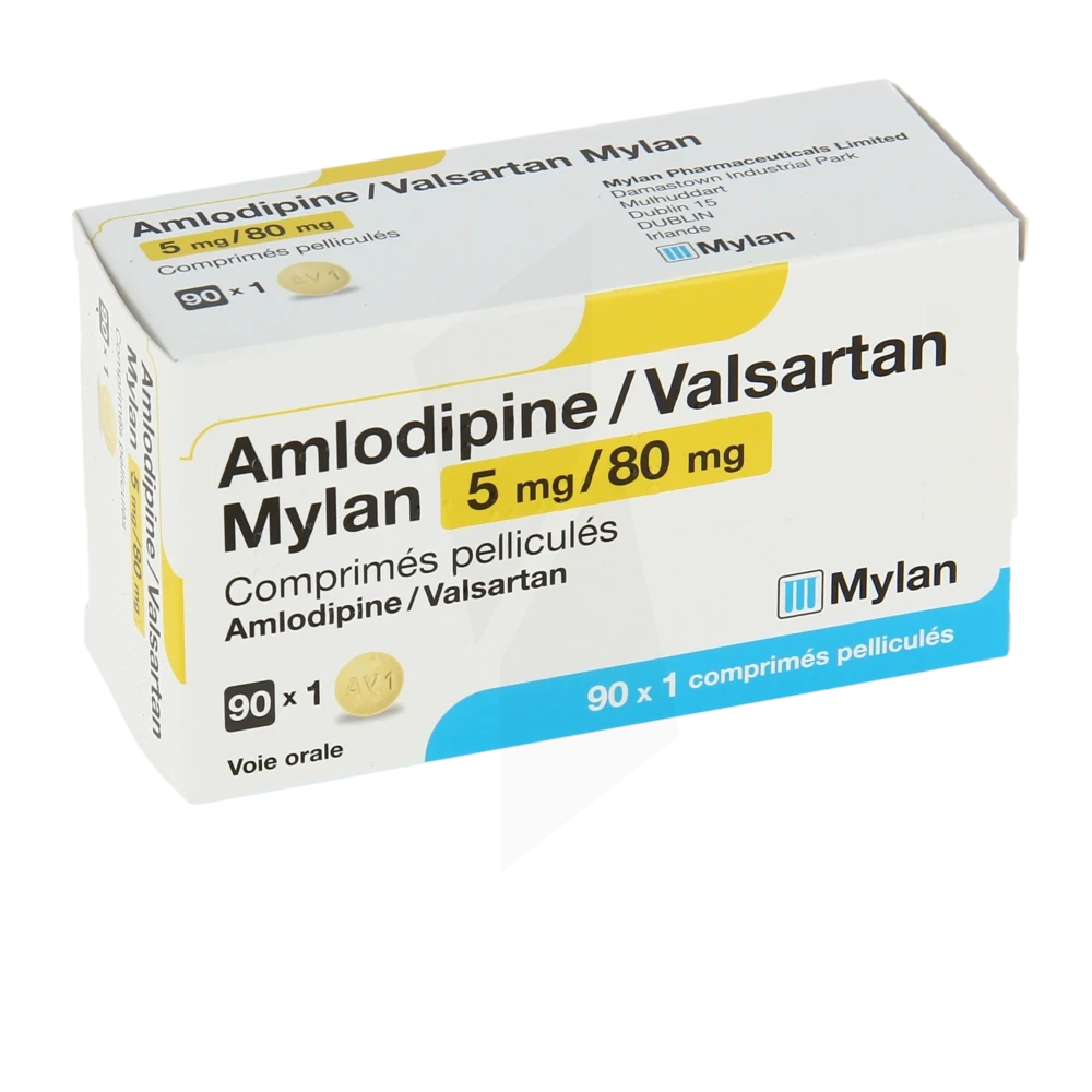 Amlodipine/valsartan Mylan 5 Mg/80 Mg, Comprimé Pelliculé