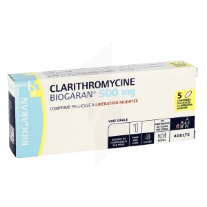 Clarithromycine Biogaran 500 Mg, Comprimé Pelliculé à Libération Modifiée