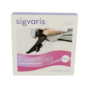 Sigvaris Essentiel Semi-transparent Bas Auto-fixants Po Femme Classe 3 Dune Large Normal