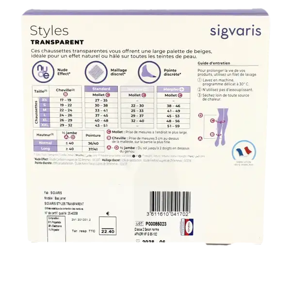 Sigvaris Styles Transparent Chaussettes  Femme Classe 2 Beige 130 Medium Long