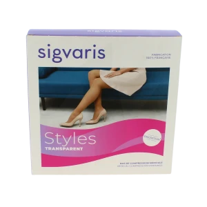 Sigvaris Styles Divin Eclat Transparent Bas Auto-fixants Classe 2 Femme Beige 120 Normal Xl