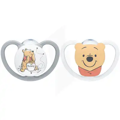 Nuk Space Sucette Silicone 0-6 Mois Winnie Ourson Boîte De 2 à PARIS