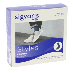 Sigvaris Styles Colors Chaussettes  Homme Classe 2 Bleu Medium Normal