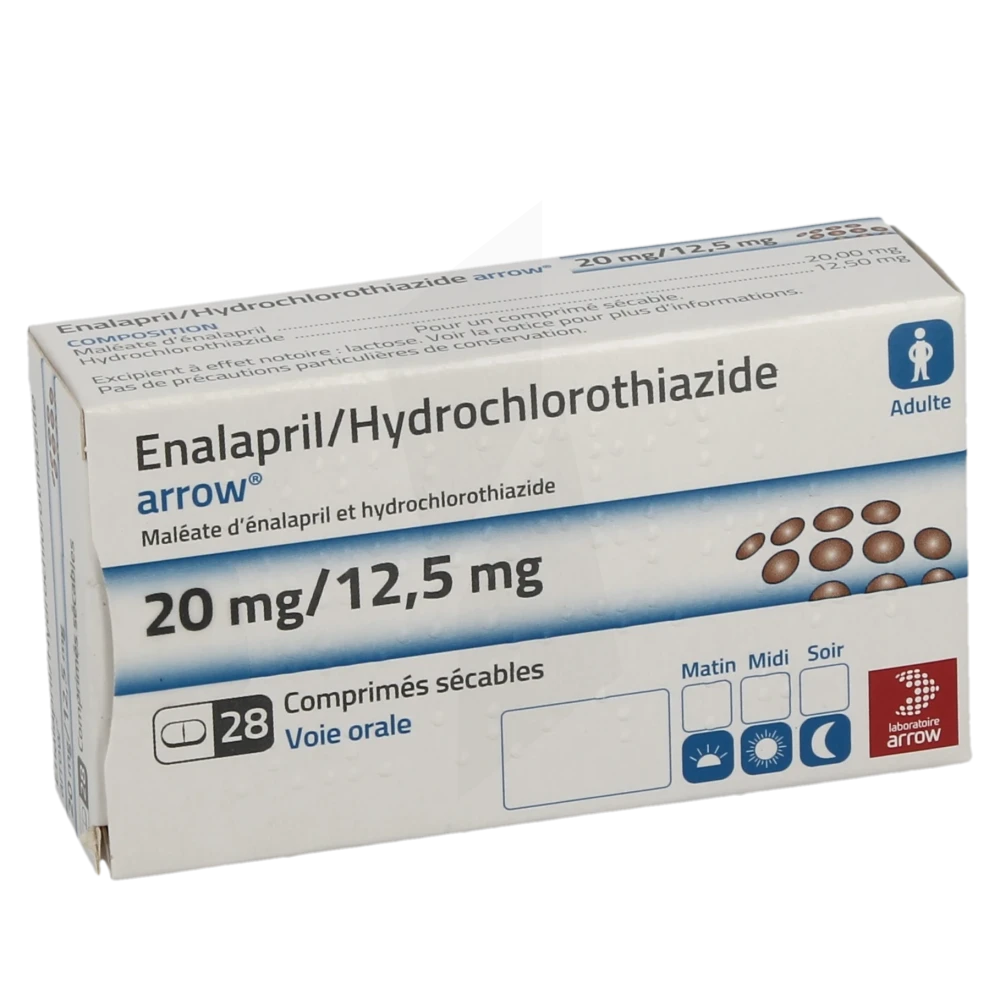 Enalapril/hydrochlorothiazide Arrow 20 Mg/12,5 Mg, Comprimé Sécable