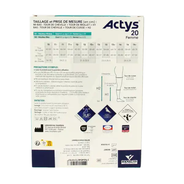 Actys 20 Mi-bas Pf Femme Noir T1c