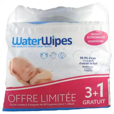 Waterwipes Lingette Nettoyante Bébé 4b/60 (3 + 1 Offert) à JOINVILLE-LE-PONT