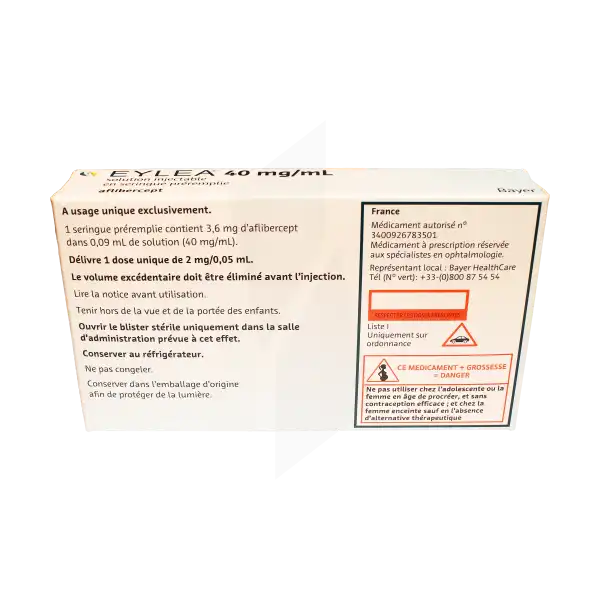 Eylea 40 Mg/ml, Solution Injectable En Seringue Préremplie