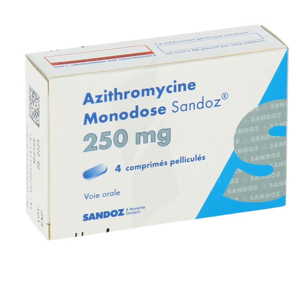 Azithromycine Monodose Sandoz 250 Mg, Comprimé Pelliculé