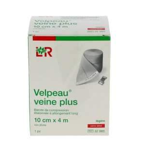 Velpeau Veine Plus Bande De Compression à Allongement Long Sans Latex étalonnée 4mx10cm