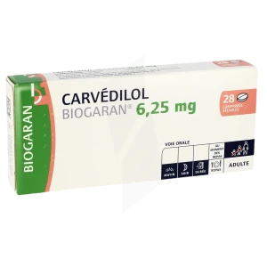 Carvedilol Biogaran 6,25 Mg, Comprimé Sécable