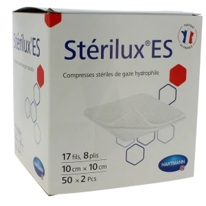 Sterilux Es Compr Gaze StÉrile 10x10cm 50sach/2