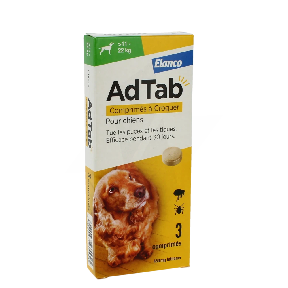 Adtab 450 Mg Comprimes A Croquer Pour Chiens (> 11–22 Kg), Comprimé à Croquer