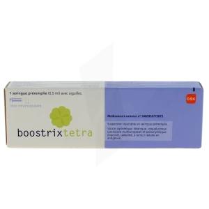 Boostrixtetra, Suspension Injectable En Seringue Préremplie. Vaccin Diphtérique, Tétanique, Coquelucheux (acellulaire Multicomposé) Et Poliomyélitique (inactivé), (adsorbé, à Teneur Réduite En Antigènes)