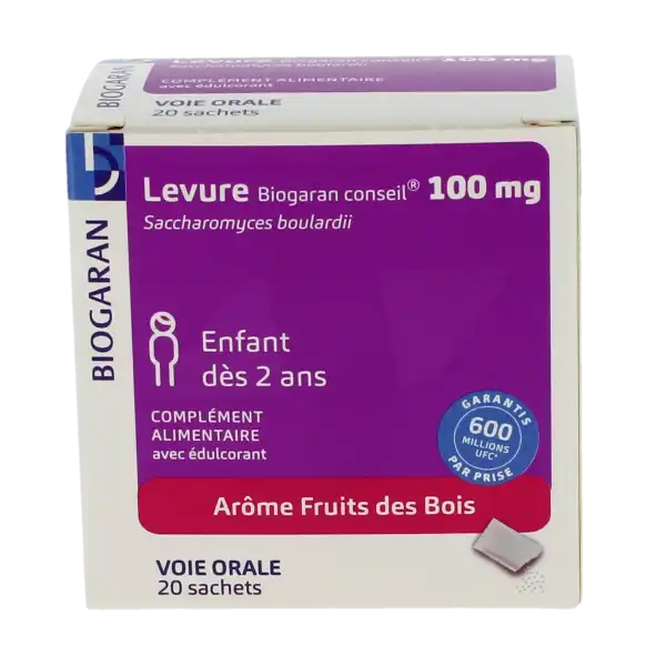 Biogaran Conseil Levure 100 Mg Poudre Fruits Des Bois Enfant 20 Sachets