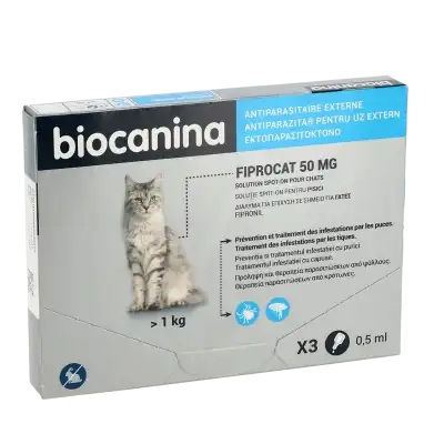 Biocanina Fiprocat 50mg Solution Pour Spot-on 3 Pipettes/0,5ml à GRENOBLE