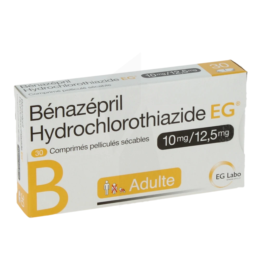 Benazepril Hydrochlorothiazide Eg 10 Mg/12,5 Mg, Comprimé Pelliculé Sécable